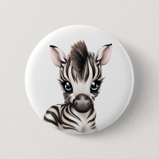 Macaron Rond 5 Cm adorable bébé Zebra (Devant)