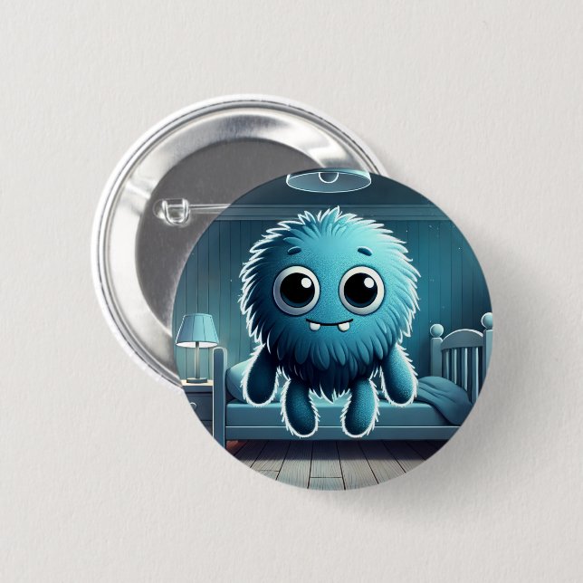 Macaron Rond 5 Cm Adorable Blue Fluffy (Devant & derrière)
