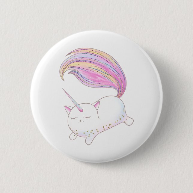 Macaron Rond 5 Cm Adorable Caticorn (Devant)