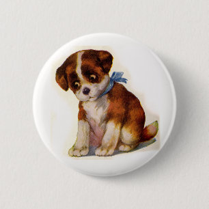 Macaron Rond 5 Cm adorable chiot des années 1930 no 2