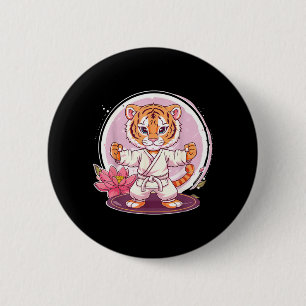 Macaron Rond 5 Cm Adorable Kung Fu Tigre Lotus Kickboxing Taekwondo