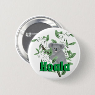 Macaron Rond 5 Cm Adorable Ours de Koala Escalade Eucalyptus Arbre