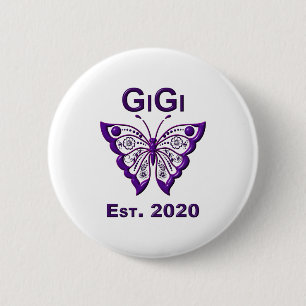 Macaron Rond 5 Cm Adorable Papillon Gigi "Est 2020"
