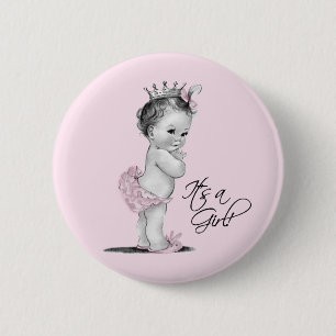 Macaron Rond 5 Cm Adorable princesse rose c'est un bouton féminin