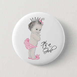 Macaron Rond 5 Cm Adorable princesse rose C'est un bouton fille