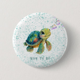 Macaron Rond 5 Cm Adorable Tortue bulles Baby shower Maman à être Bu