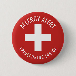 Macaron Rond 5 Cm Adrénaline vigilante d'allergie à l'intérieur de