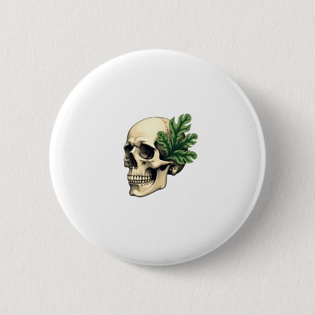 Macaron Rond 5 Cm Aesthetic Goth Grunge Skull Tropical Monstera Leaf (Devant)