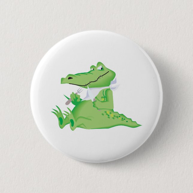 Macaron Rond 5 Cm affamé, affamé alligator (Devant)