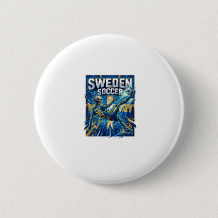 Macaron Rond 5 Cm Affiche de l'attaquant de squelette de football de