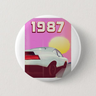 Macaron Rond 5 Cm affiche de voiture de sport 1987