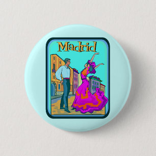 Macaron Rond 5 Cm Affiche de voyage de Madrid