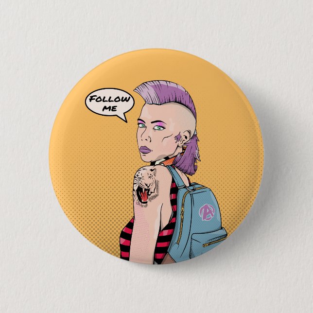 Macaron Rond 5 Cm Affiche des tatouages rétro (Devant)