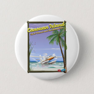 Macaron Rond 5 Cm Affiche paradisiaque des îles Canouan des Caraïbes