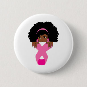 Macaron Rond 5 Cm Africain Américain Sensibilisation au cancer du se