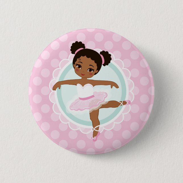 Macaron Rond 5 Cm African American Ballerina (Devant)