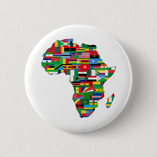 Macaron Rond 5 Cm Afrique Pays du continent Drapeaux Carte Nations