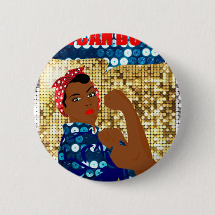 Macaron Rond 5 Cm afrique rosie le riveter