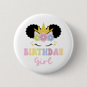 Macaron Rond 5 Cm Afro Puff Unicorn Anniversaire Girl Party tenue