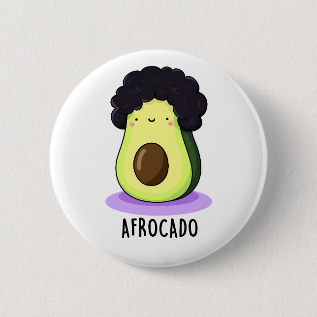 Macaron Rond 5 Cm Afrocado Drôle Avocado Avec Pun Afro (Devant)