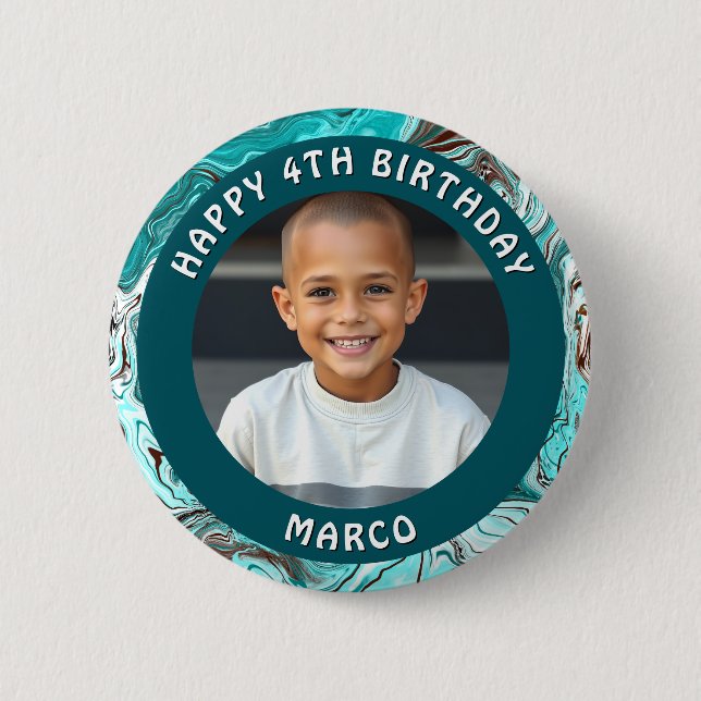 Macaron Rond 5 Cm Âge, nom et photo personnalisés Anniversaire (Devant)