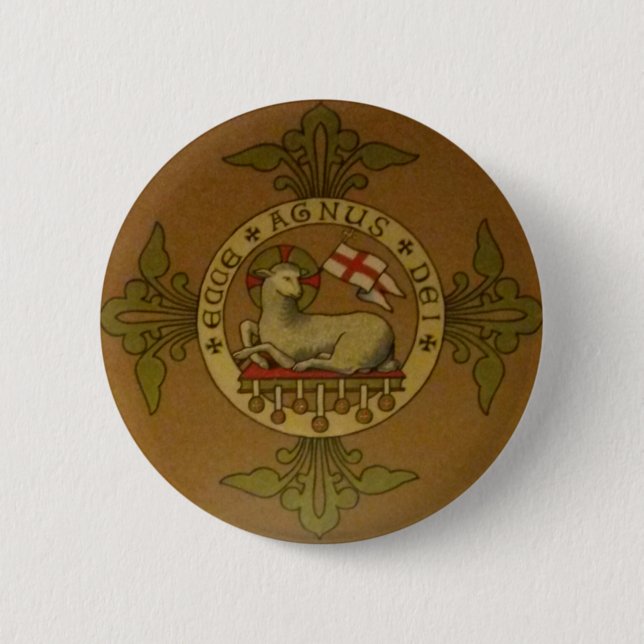 Macaron Rond 5 Cm Agneau de Dieu Ecce Agnus Dei (Devant)