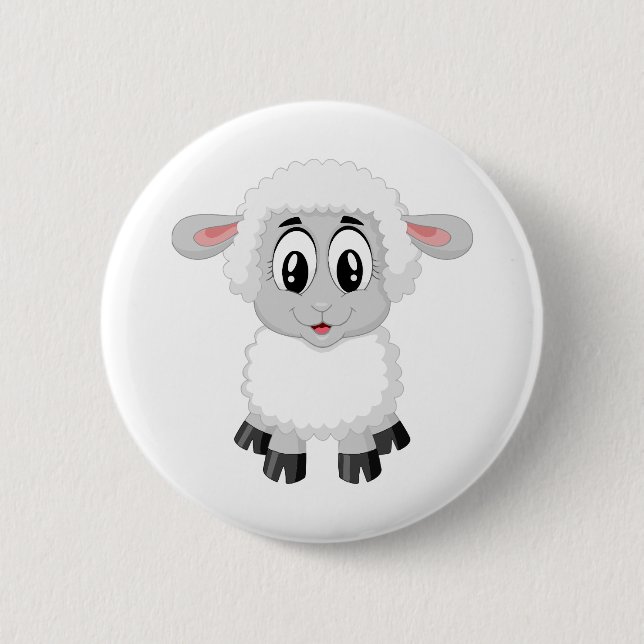 Macaron Rond 5 Cm Agneau mouton mignon animal de ferme bébé (Devant)