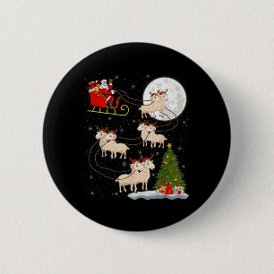 Macaron Rond 5 Cm Agneaux Mouton Père Noël Sleigh Flying Funny Magiq