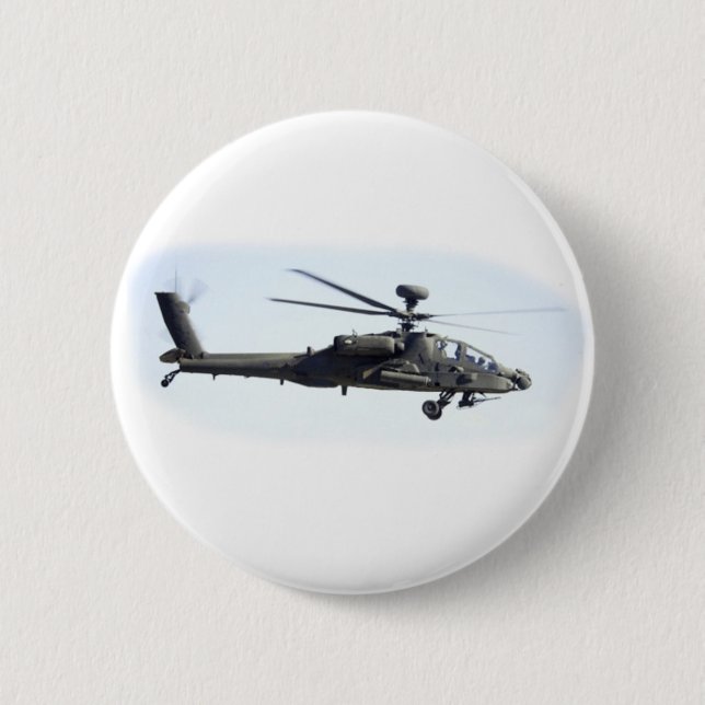 Macaron Rond 5 Cm AH-64 Apache (Devant)