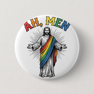 Macaron Rond 5 Cm Ah Men Arc-en-ciel Religieux Vintage