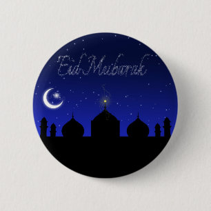 Macaron Rond 5 Cm Aïd Moubarak - Bouton de salutation islamique