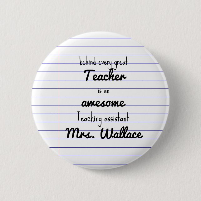 Macaron Rond 5 Cm aide aux enseignants sac fourre-tout assistant d'e (Devant)