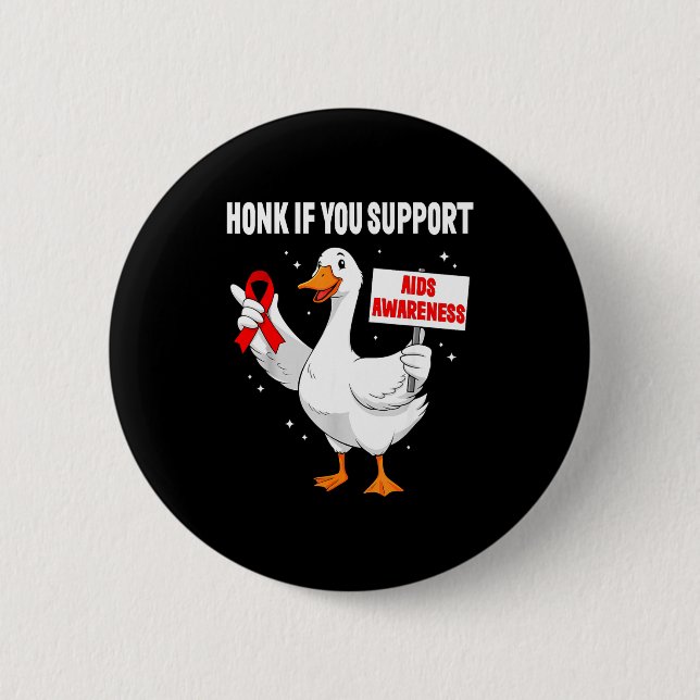 Macaron Rond 5 Cm Aids_hiv Awareness Funny Goose World Aids Day Red  (Devant)