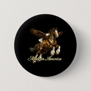 Macaron Rond 5 Cm Aigle Américain Cheval Occidental Patriotique Fabr