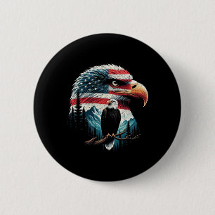 Macaron Rond 5 Cm Aigle américain drapeau américain pour le 4 juille