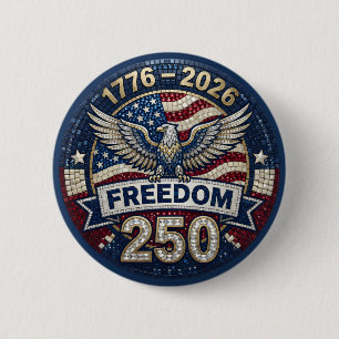 Macaron Rond 5 Cm Aigle chauve USA 250 Drapeau patriotique Strass 