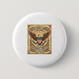 Macaron Rond 5 Cm Aigle chauve vintage patriotique en détresse