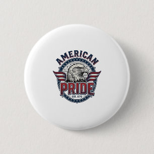 Macaron Rond 5 Cm Aigle de Fierté Américaine Design Patriotique Vint