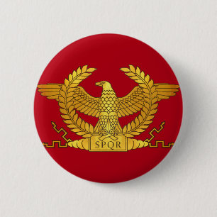 Macaron Rond 5 Cm Aigle d'or romain sur rouge