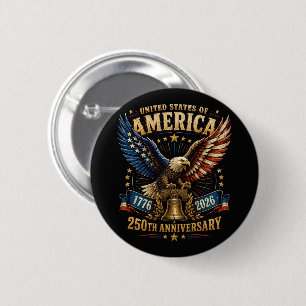 Macaron Rond 5 Cm Aigle du 250e anniversaire des États-Unis d'Amériq