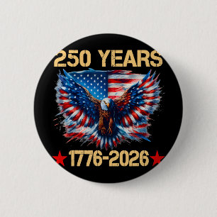 Macaron Rond 5 Cm Aigle Et Drapeau 250 Ans 1776-2026 250e Anniversai