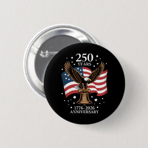 Macaron Rond 5 Cm Aigle et Drapeau 250 Ans d'Amérique 1776-2026