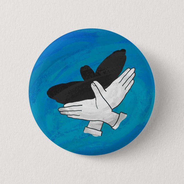 Macaron Rond 5 Cm Aigle Ombre Sur Bleu (Devant)