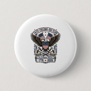 Macaron Rond 5 Cm Aigle Patriotique 250 Ans Vintage Liberté