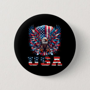 Macaron Rond 5 Cm Aigle Patriotique Graphisme De Drapeau Usa