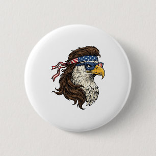 Macaron Rond 5 Cm Aigle patriotique Mullet Gravure vintage vecteur D