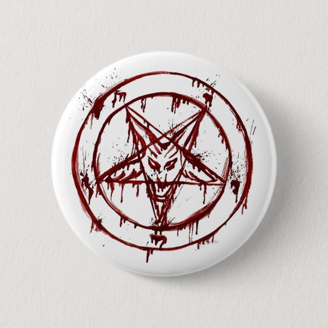 Macaron Rond 5 Cm Aiguille de Baphomet à tête de chèvre (Devant)