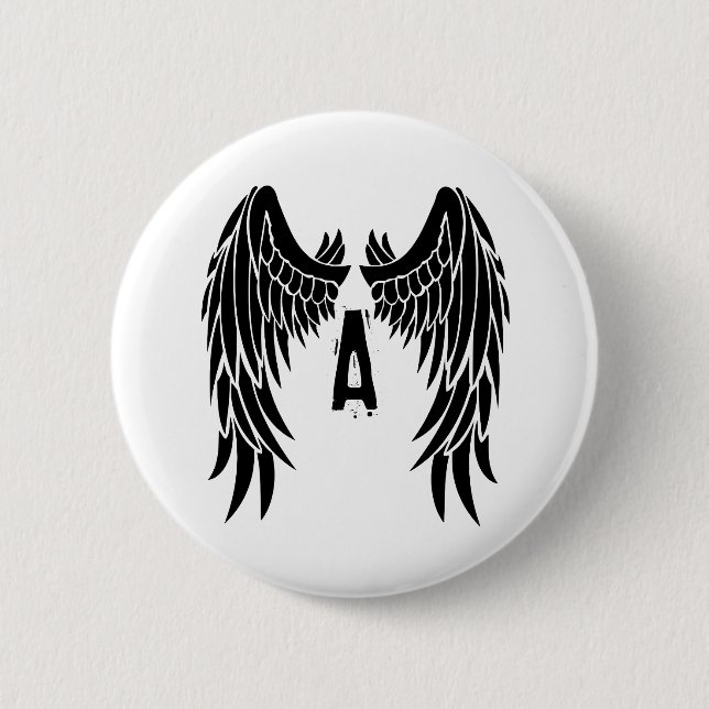 Macaron Rond 5 Cm Aile d'angle de tatouage Monogramme (Devant)