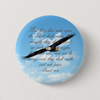 Macaron Rond 5 Cm Ailes comme Eagles, bible de chrétien de 40:31