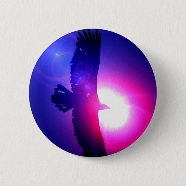Macaron Rond 5 Cm Ailes d'aigle - Aigle en vol (Devant)